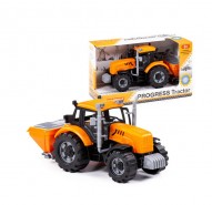 Traktor Progress s rozmetačom oranžový